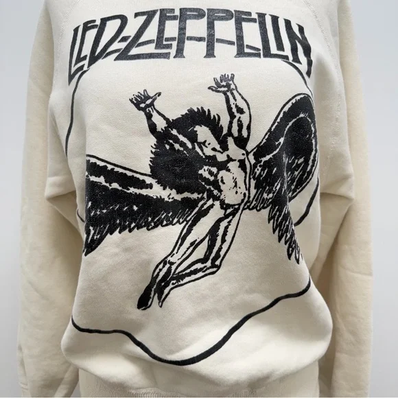MadeWorn Led Zeppelin Faded Crew Ivory Sweatshirt Size Small